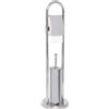 BAKAJI Portarotolo Con Spazzolone e Porta Scopino Bagno In Acciaio Cromato 22x81cm