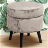 BAKAJI Pouf Contenitore Sgabello Cassapanca Poggiapiedi Tessuto Velluto Tortora 37x40cm