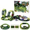 BAKAJI Pista Macchinine Flessibile Parco Dinosauri Costruzione 173pz con Macchinina