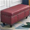 Shally Dogan Cassapanca Contenitore Ecopelle Divano Panca Pouf Contenitore 80x43 cm Bordeaux