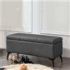 Shally Dogan Cassapanca Contenitore Ecopelle Panca Pouf con Piedini in Metallo Grigio Scuro