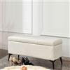 Shally Dogan Cassapanca Contenitore Ecopelle Divano Panca Pouf con Piedini in Metallo Beige