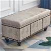 Shally Dogan Cassapanca Contenitore Ecopelle Divano Panca Pouf Contenitore 80x40x43 cm Khaki