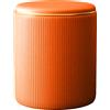 Shally Dogan Pouf Contenitore Ecopelle Arancione Decoro Oro Poggiapiedi Seduta Comoda 35x45cm