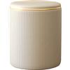 Shally Dogan Pouf Contenitore Ecopelle Beige Decoro Oro Poggiapiedi Seduta Imbottita 35x45cm