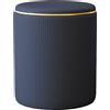 Shally Dogan Pouf Contenitore Ecopelle Blu Decoro Oro Poggiapiedi Seduta Imbottita 35x45cm