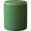 Shally Dogan Pouf Contenitore Ecopelle Verde Decoro Oro Poggiapiedi Seduta Imbottita 35x45cm