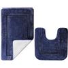 SOANNY Set di 2 Tappetini da Bagno Blu in Microfibra Morbida, Antiscivolo e Assorbente, 53 x 86 cm e 50 x 50 cm, Lavabile in Lavatrice