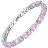 Rizilia Ovale Multicolore CZ 18K Oro Bianco Placcato Bracciale Tennis Donna | Colorato Pietra Portafortuna Bracciale, 7x5mm Zircone Taglio Ovale, 16,5/18/19 cm, Gioielli Impilabile & Matrimonio