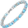 Rizilia Ovale Multicolore CZ 18K Oro Bianco Placcato Bracciale Tennis Donna | Colorato Pietra Portafortuna Bracciale, 7x5mm Zircone Taglio Ovale, 16,5/18/19 cm, Gioielli Impilabile & Matrimonio