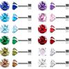 JMFENFA Set di 12 paia di orecchini a perno in acciaio inox chirurgico, con chiusura a vite, a forma di cuore, stella, quadrato, a goccia, placcati oro, con zirconia cubica