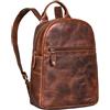 ROYALZ 'Pennsylvania' Piccolo Zaino Donna in Pelle Vera - Zainetti da Giorno Casual Pratico Elegante Zaini da Viaggio in Cuoio Autentico Zainetto Vintage da Città, Colore:Roma Cognac Marrone