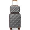British Traveller Set di 2 Valige 31/54CM Valigia Bagaglio a Mano Trolley Rigida,Grigio