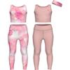 Essenclo Girls Athletic Leggings Yoga Pants w/Sleeveless Crop Tank Tops for Kids Workout Cheer Dance Run Sizes 3-16, 5pc Set