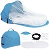 Huracan Paracolpi pieghevole per bambini, con zanzariera e tracolla, con materasso in schiuma e coperta in cotone, per la casa e in viaggio, colore: blu