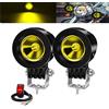 YnGia Fari fendinebbia per moto 2PCS, luci ausiliarie per guida a LED per moto ambra da 10W 12V 24V fari a LED per camion fuoristrada 4X4 ATV Trattore