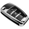 eMagTech Cover per chiave auto in TPU con 3 pulsanti per auto, custodia a prova di goccia, colore argento compatibile con Audi A1 A3 A4 A6 Q3 Q5 Q7 S3 R8 TT