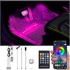 QAUBEN Auto illuminazione ambiente 64 colori musica multicolore Footwell illuminazione RF telecomando + APP controllo auto fai da te kit di illuminazione dell'atmosfera decorativa DC 12V 1W
