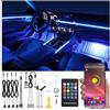QAUBEN 5 m Kit di illuminazione ambientale per auto in fibra ottica Bluetooth App Control + RF telecomando 64 colori musica multicolore interno Footwell illuminazione kit 12V 1W