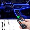 QAUBEN Kit di illuminazione ambientale interna auto 8 colori telecomando RF luce dell'atmosfera auto fai da te suono multicolore musica sincronizzata illuminazione interna auto 3m fibra ottica DC 12V
