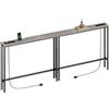 ELYKEN Confezione da 2 consolle strette da 15 cm, con prese di corrente, lunghezza totale 2 m dietro il divano con stazione di ricarica, 15 cm P x 200 cm L x 73,5 cm H, grigio