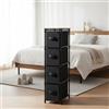INDE MOBLEKIT | Cassettiera stretta con 4 cassetti, 47×20×90 cm, mobile sottile in tessuto non tessuto e legno con struttura in metallo, organizer per camera da letto, corridoi e piccoli spazi