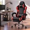 Dowinx sedia da gaming ergonomica con poggiapiedi, poltrona gaming reclinabile 150°, braccioli regolabili, sedia ufficio imbottita, portata 180 kg, Rosso Basic