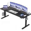 WALKINGDESK Scrivania Regolabile in Altezza, 160 x 60 cm Tavolo Elettrica con 2 Ganci, Standing Desk con Memoria per 4 Altezze, Scrivanie in Piedi in Casa con Piano Assemblato, Nero