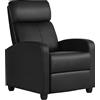 Yaheetech Poltrona Reclinabile con Schienale Regolabile per Soggiorno | Poltrona relax 3 angoli per relax, lettura, TV, con Poggiapiedi, Nero/Similpelle