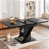 FAYICIC Tavolo da pranzo telescopico (110-140 x 80 cm), tavolo da pranzo allungabile, moderno e minimalista, salvaspazio, per cucina e soggiorno, effetto marmo nero