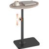 HOOBRO Tavolino a Forma di C, Tavolo Angolare C, Altezza Regolabile 43,5-75 cm, Tavolino da Divano, Comodino Ovale per Soggiorno e Camera, Grigio Invecchiato e Nero EBG80SF01