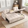 Lekvvied Divano letto 3 posti con portabicchiere pieghevole,contenitore,divano angolare a L,chaise longue intercambiabile a sinistra e a destra,divano 3 posti,Lino,Beige