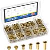 Glarks 330pcs M4 x 3/4/6/8/10/12mm Attraverso Foro Rame Rivet Kit, Heavy Duty Rivet Cavo, Rame Occhio Rivetti, Ottone Rivetti Occhi, Rivetti Grommets Cavi per Artigianato Fai da Te