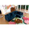 MILYsofa Divano modulare, tessuto bouclé, fodere dei cuscini removibili (Blu Profondo, 4 posti)