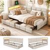 JiaOyu Letto singolo 90 x 200 cm, divano letto con 2 cassetti, letto imbottito con presa di ricarica USB, letto per ragazzi, daybed, letto diurno con illuminazione a LED per soggiorno, camera degli ospiti