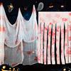 Wzone Decorazione di Halloween in tulle con stampa di mani insanguinate 215 x 600 cm con 1 tenda per porta con mano insanguinata 1,65 × 1 m, tessuto spettrale sanguinante per feste horror, porta