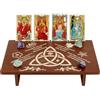 PH PandaHall Tavolo da Meditazione Altare, 30x20cm Tavolo Meditativo in Legno Rettangolare Tema Stagioni dell'Anima Inciso con Motivi Nodo della Trinità Tavoli per Stregoneria