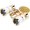 KQFCAZRE Binocolo 3×25 Metallico Binocolo con in Metallo Portatile Telescopio Binoculare Compatto per Spettacoli, Bianco