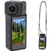 Plyisty Videocamera WiFi 4K con Anteprima App, Anti Shake | Waterproof Underwater Camera, con Lanyard, Dimensioni Compatte per Ciclismo, Sport Outdoor, Vlog, Registrazione di Viaggio