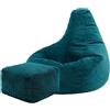 Icon Beanbags icon Bean Bag Dalton con sgabello, blu verde, velluto a coste, grande, Beanbag per il soggiorno, la camera da letto, sedia a sacco per adulti - Germany