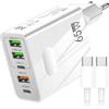 X-PART Caricabatterie da parete Cube GaN 65W 3x USB 2x USB C QC 3.0 PD Fast + cavo