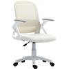 HOMCOM Sedia da ufficio Sedia girevole ergonomica con braccioli ribaltabili, bianca