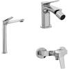 Parama Set miscelatori: lavabo alto bidet senza scarico e esterno doccia a muro cromato | Anne
