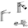 Parama Set miscelatori: lavabo bidet senza scarico ed esterno vasca a muro cromato | Anne