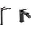 Parama Coppia miscelatori lavabo alto bidet senza scarico slim nero opaco | Anne