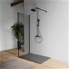 Parama Doppio walk-in nero opaco 90x130 cm vetro 8mm trasparente anticalcare h200 | Keros