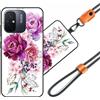 JEZSTHAI Cover Compatibile con Redmi 12C Custodia in Silicone TPU Morbido con Cordino/Laccio Tracolla Cellulare,Antiurto AntiGraffio Protettiva Bumper Case con Disegno Motivi,Cover*A02