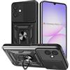 Yutwo Cover per Samsung Galaxy A07 4G, Custodia per Samsung Galaxy A07 4G Antiurto Scorrevole Protezione Fotocamera Custodia con 360°Rotante Anello Supporto Cover, Nero