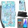 Haninsuze Cover per Xiaomi Redmi Note 8T, Torre | Pelle PU Portafoglio, Porta Carte, Magnetica, Libro, Antiurto Custodia