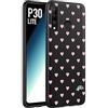CUSTOMIZZA - Custodia cover nera morbida in tpu compatibile per Huawei P30 LITE cuori pois rosa su nero donna pin up vintage